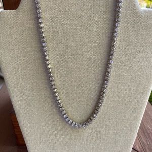 White Cubic Zirconia Rhodium Over Sterling Silver Necklace stamped 925